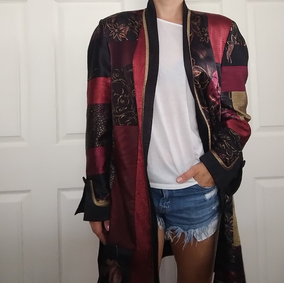 Jeanne Marc Vintage Printed Patchwork Duster Jacket Kimono - Picture 3 of 9